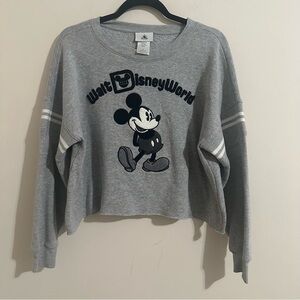 Disney Parks Walt Disney Mickey Mouse Grey Cropped Sweatshirt S